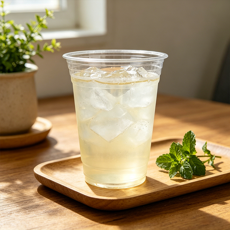 PET高透明带盖饮品杯98口径