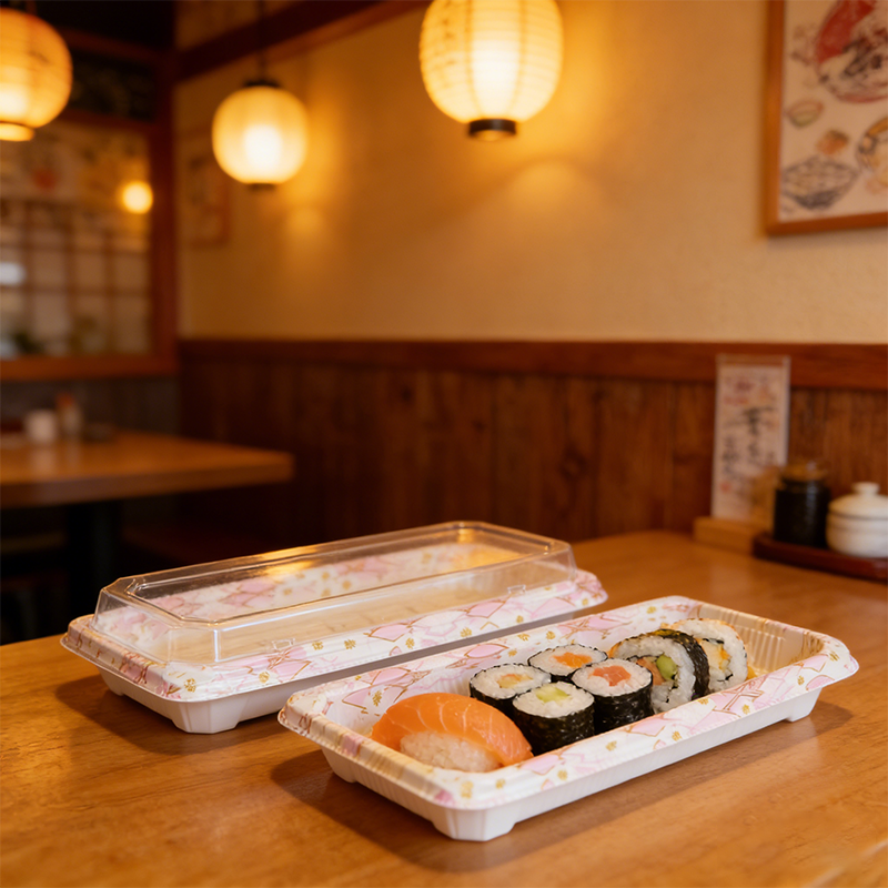 PET耐低温带盖寿司盒2209