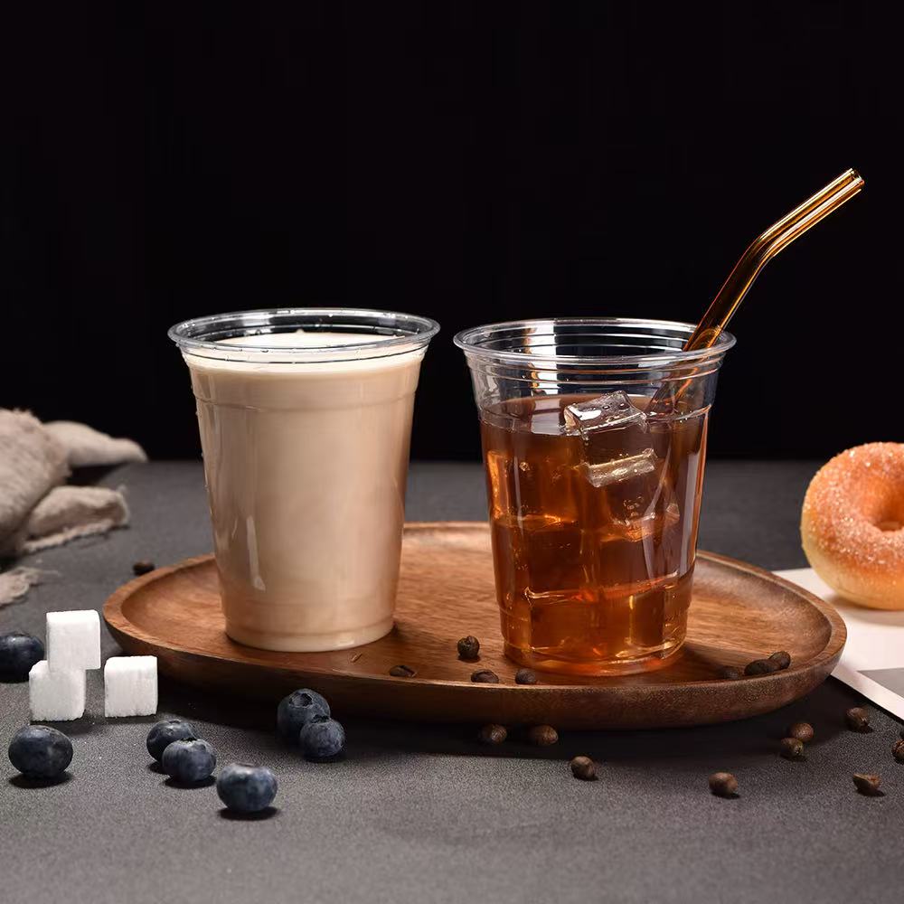 PET高透明带盖冷饮杯92口径