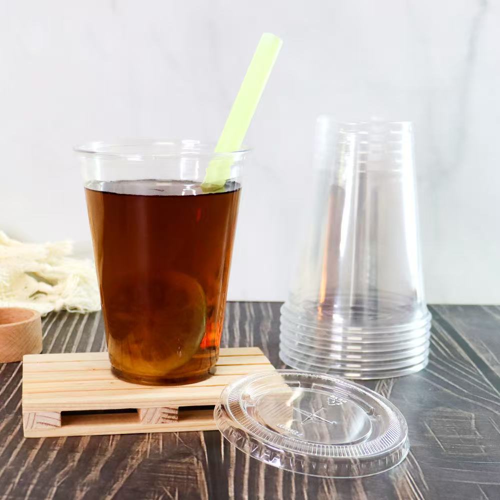 PET高透明带盖冷饮杯95口径
