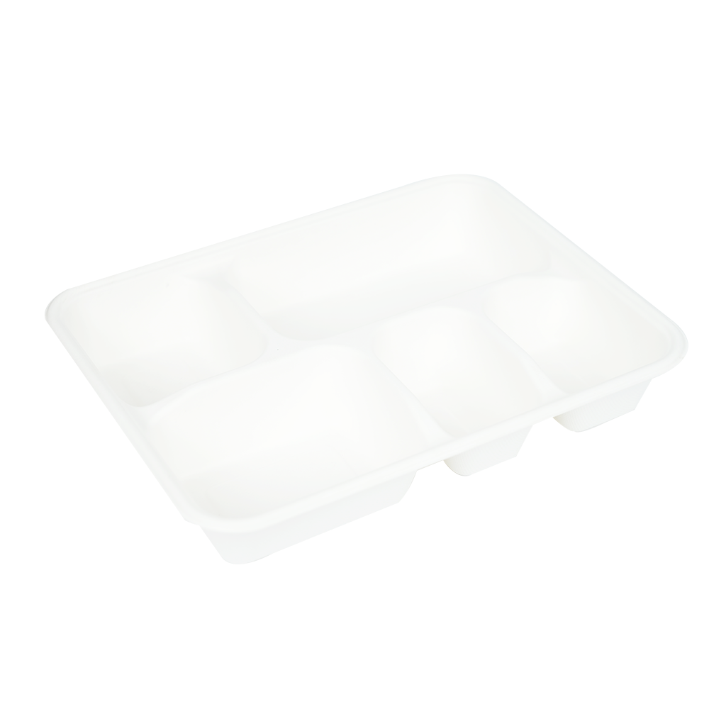 植物纤维浆五格方餐盒