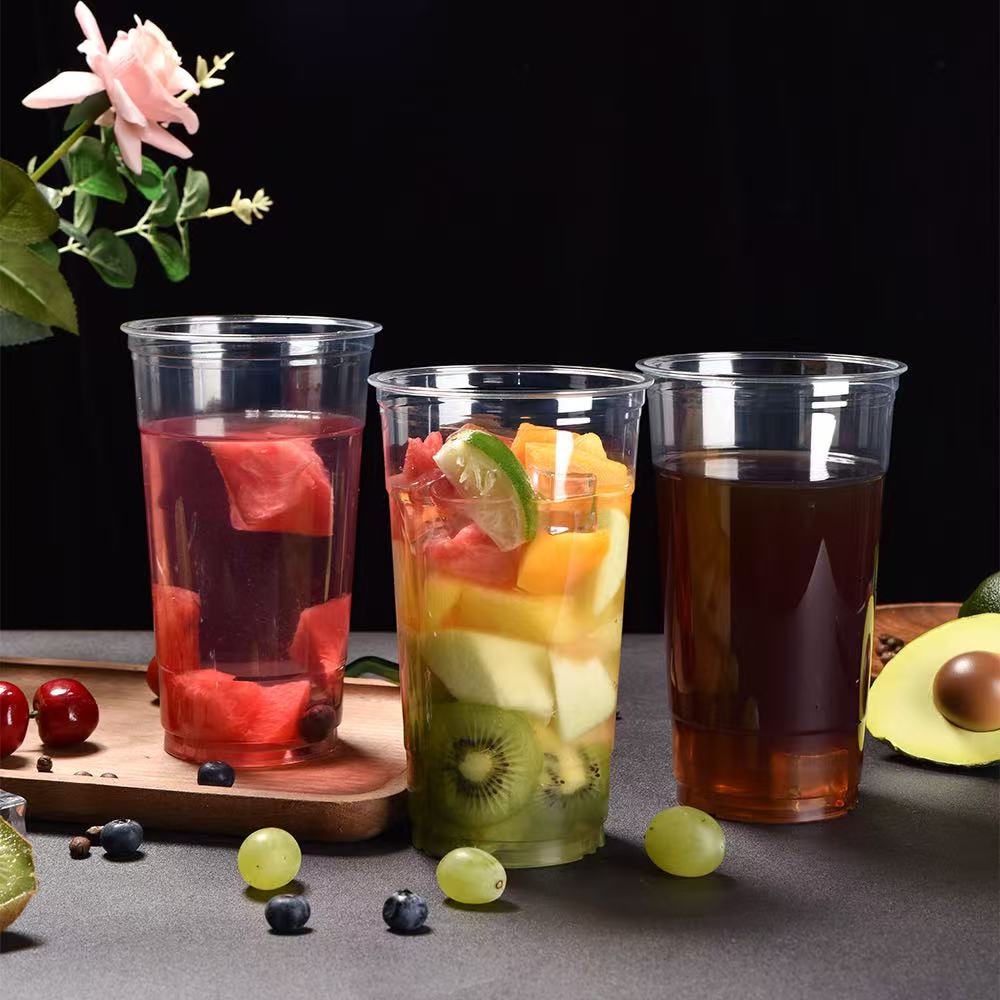 PET高透明带盖冷饮杯107口径