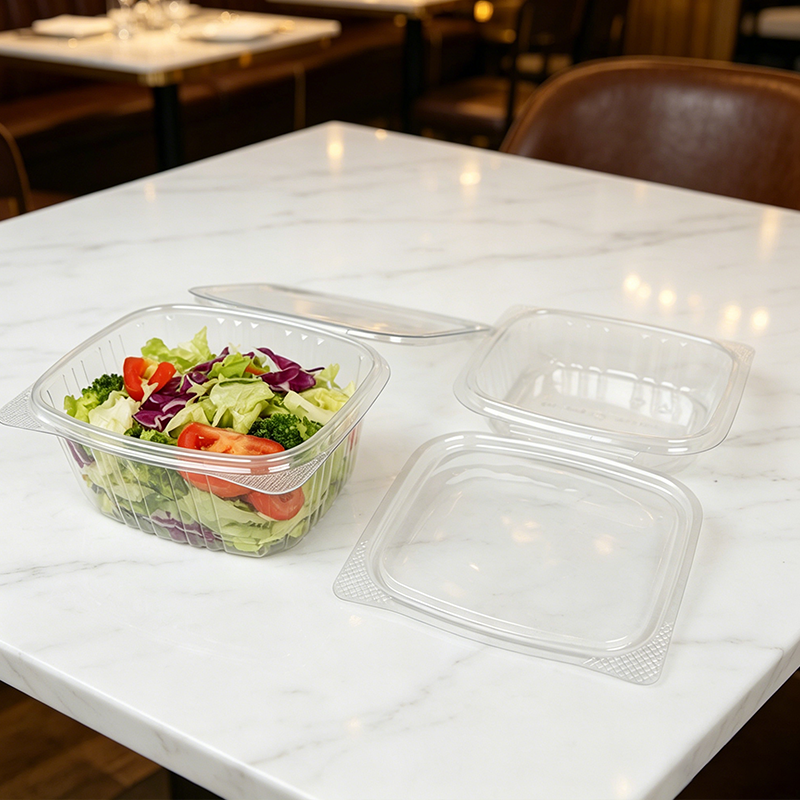 PET高透明连体沙拉盒141332