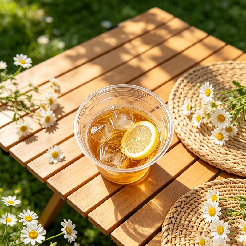 PET高透明带盖饮品杯92口径