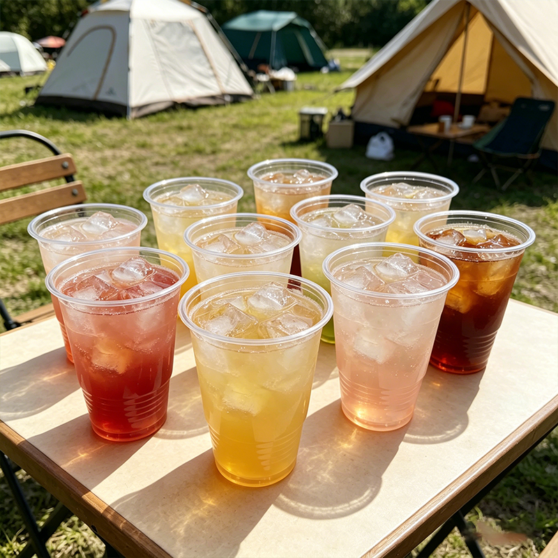 PET高透明带盖饮品杯107口径