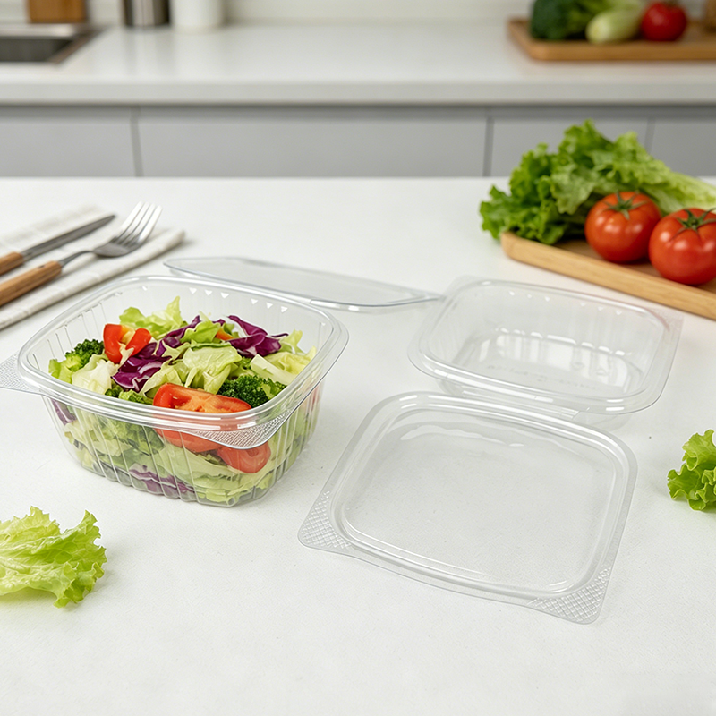 PET高透明连体沙拉盒141332