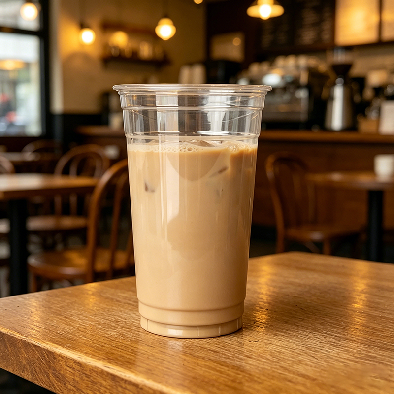 PET高透明带盖饮品杯95口径