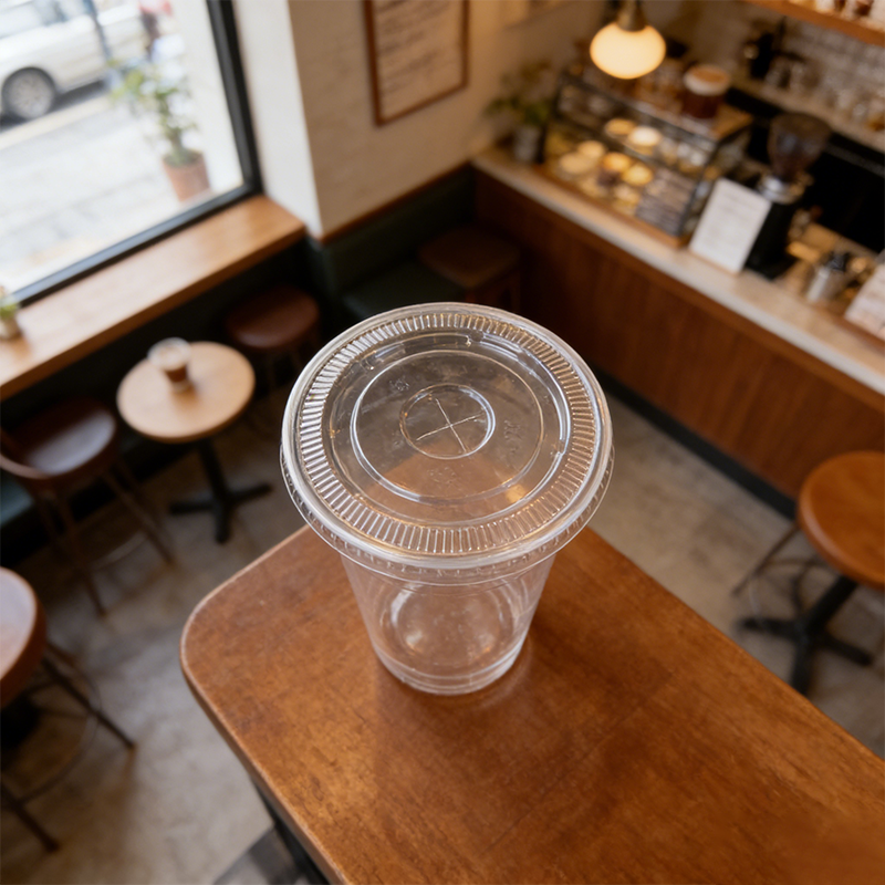 PET高透明带盖饮品杯95口径